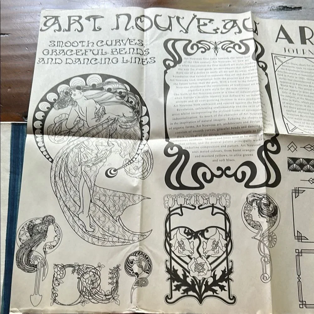 Cora Crea crafts Vintage Art Nouveau and Art Deco Prints bundle of 2